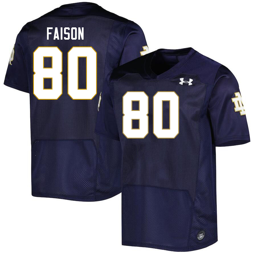 Men #80 Jordan Faison Notre Dame Fighting Irish College Football Jerseys Stitched Sale-Navy